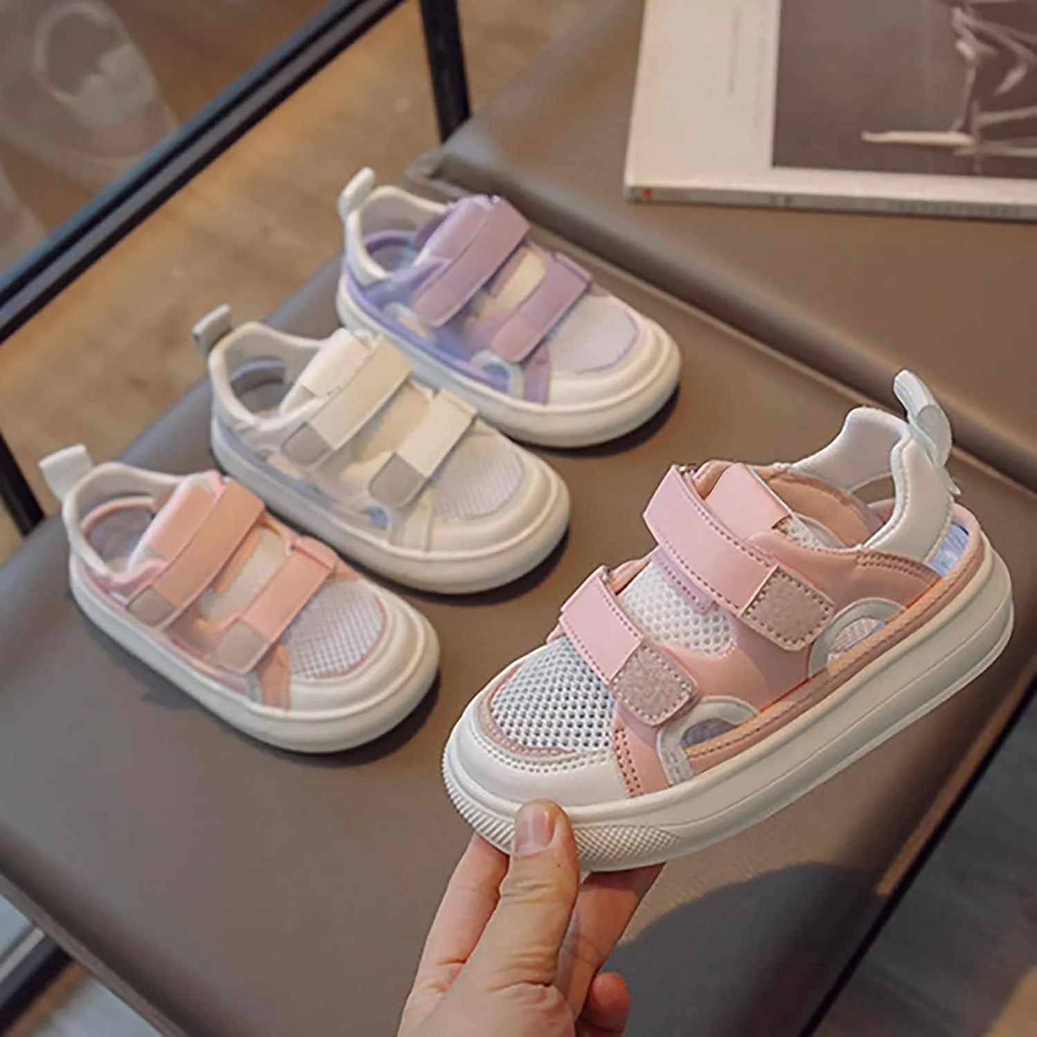 Boys Girls Canvas Shoes Hollow Adjustable Hook and Loop Classic Low Top Kids Sneakers Toddler Girl School Shoes