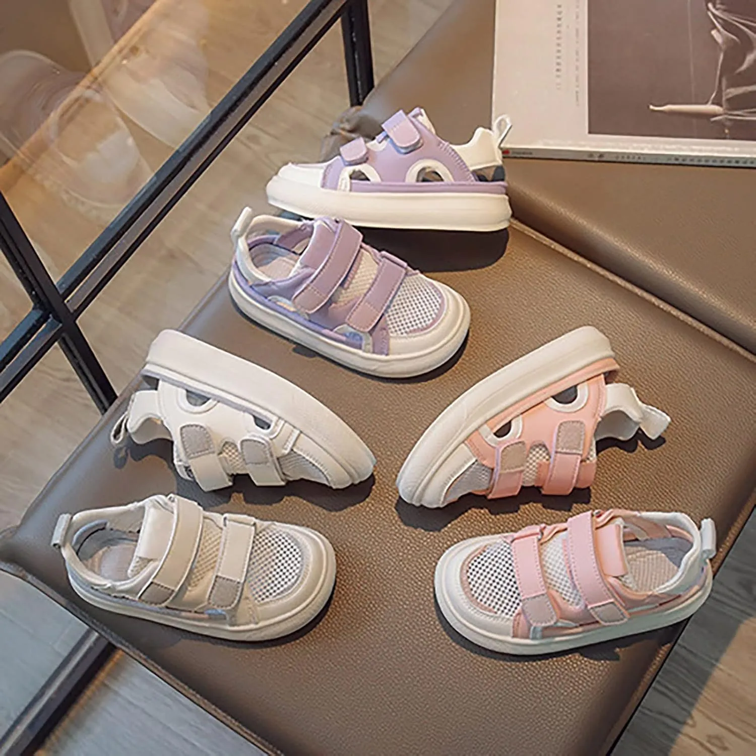 Boys Girls Canvas Shoes Hollow Adjustable Hook and Loop Classic Low Top Kids Sneakers Toddler Girl School Shoes