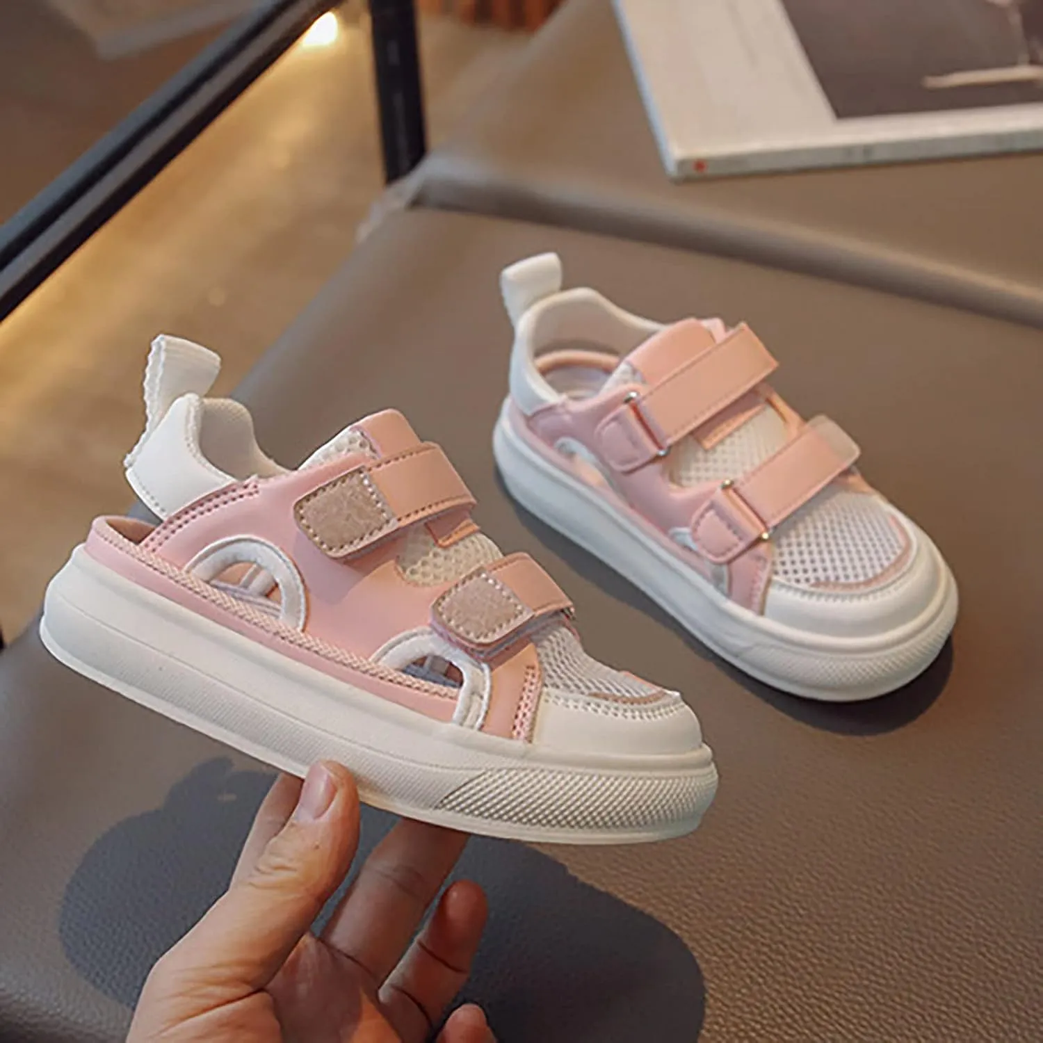 Boys Girls Canvas Shoes Hollow Adjustable Hook and Loop Classic Low Top Kids Sneakers Toddler Girl School Shoes