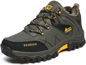 Mens Hiking Winter Snow Insulated Waterproof Outdoor Boots Short Boots with Warm Inner Lining, Lace-Up Closure, Round Toe - Running & Casual Wear