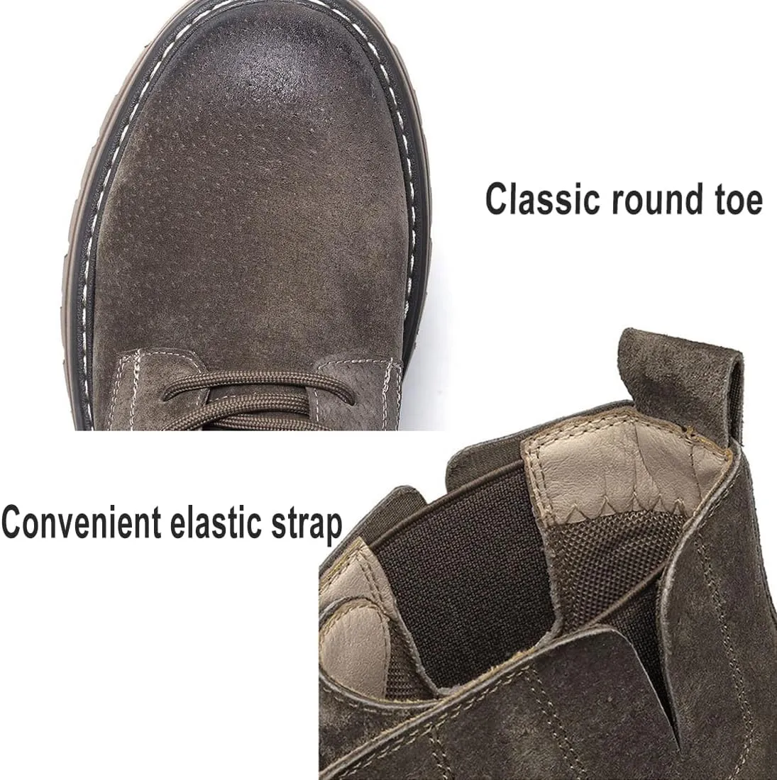 Men's Lace-up Fashion Boots Waterproof Full Grain Leather Chelsea Boot,Men Slip Resistant Service Boots Motorcycle Casual Side Zip Ankle Boots Mid-Top Dress Oxford Work Bootie