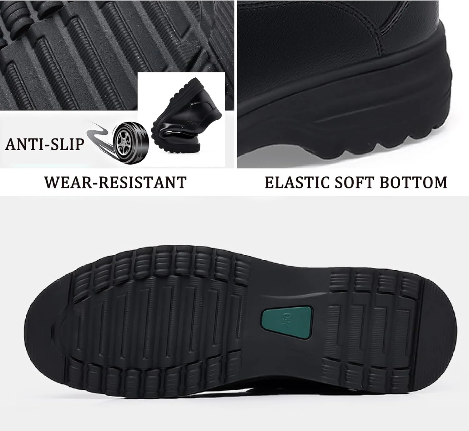 Men's Leather Slip-On Chukka Ankle Boots Waterproof Warm Fur Lined Soft Platform Low Top Retro Dress Snow Loafers Comfortable Casual Hiking Walking Shoes