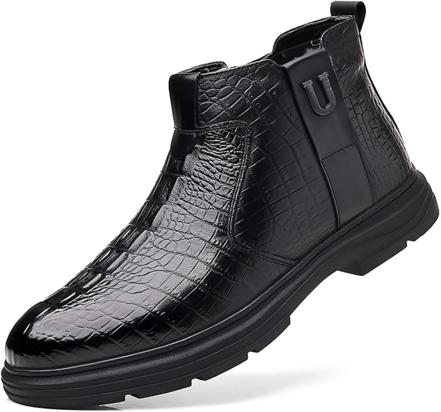 pearlzone Men's Casual Hand-Sewn Imitation Leather Mid-top Boots,Oxford Shoes Classical Business Dress Shoes for Men