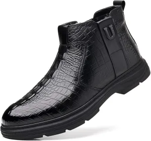 pearlzone Men's Casual Hand-Sewn Imitation Leather Mid-top Boots,Oxford Shoes Classical Business Dress Shoes for Men