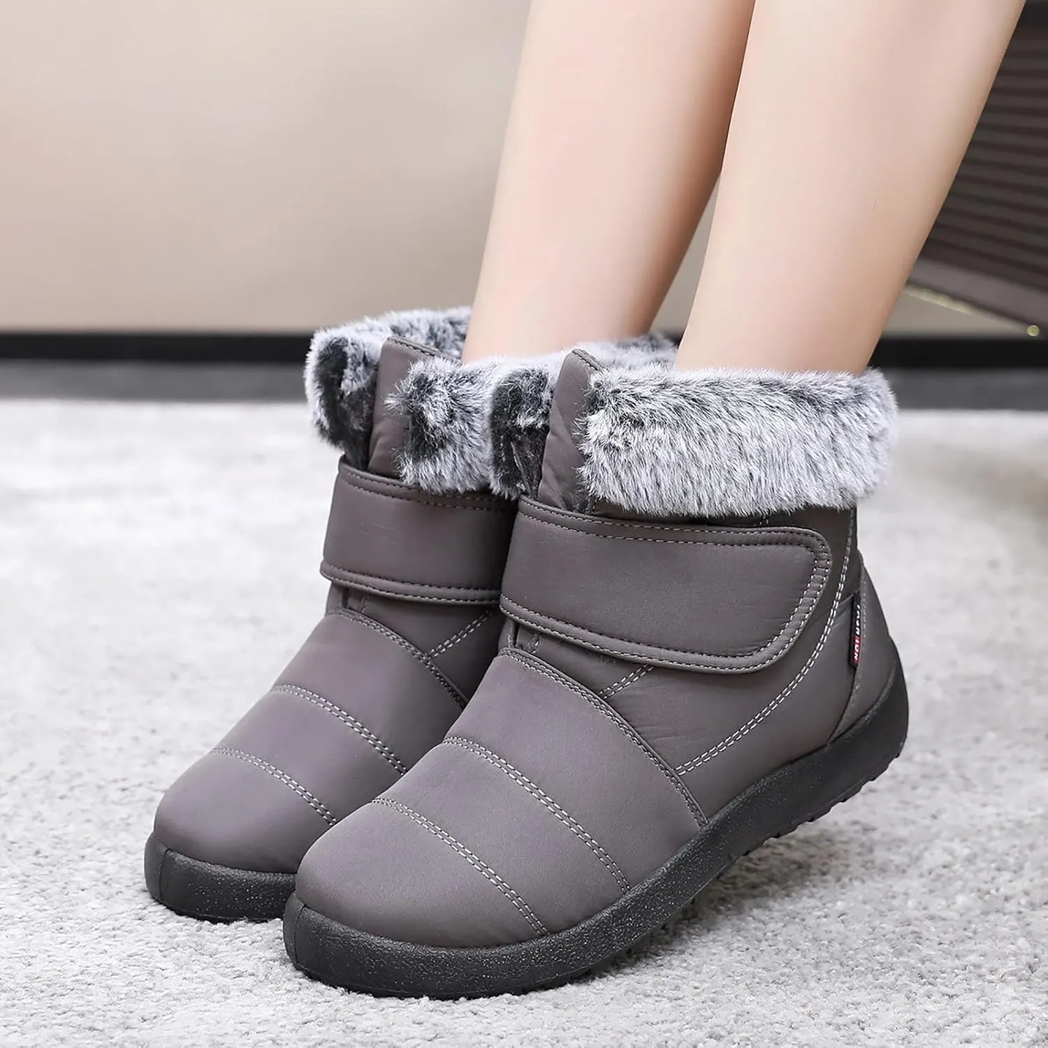 Womens Mens Winter Boots Waterproof Insulated Fur Boots Fleece Ankle Shoes Platform Trekking Snow Boots Womens Winter Shoes