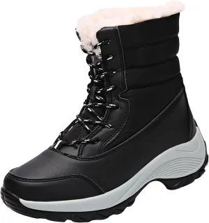 Womens Winter Snow Boots Waterproof Shoes Walking Comfortable Hiking Tennis Booties Furry Mid Calf Warm Lightweight