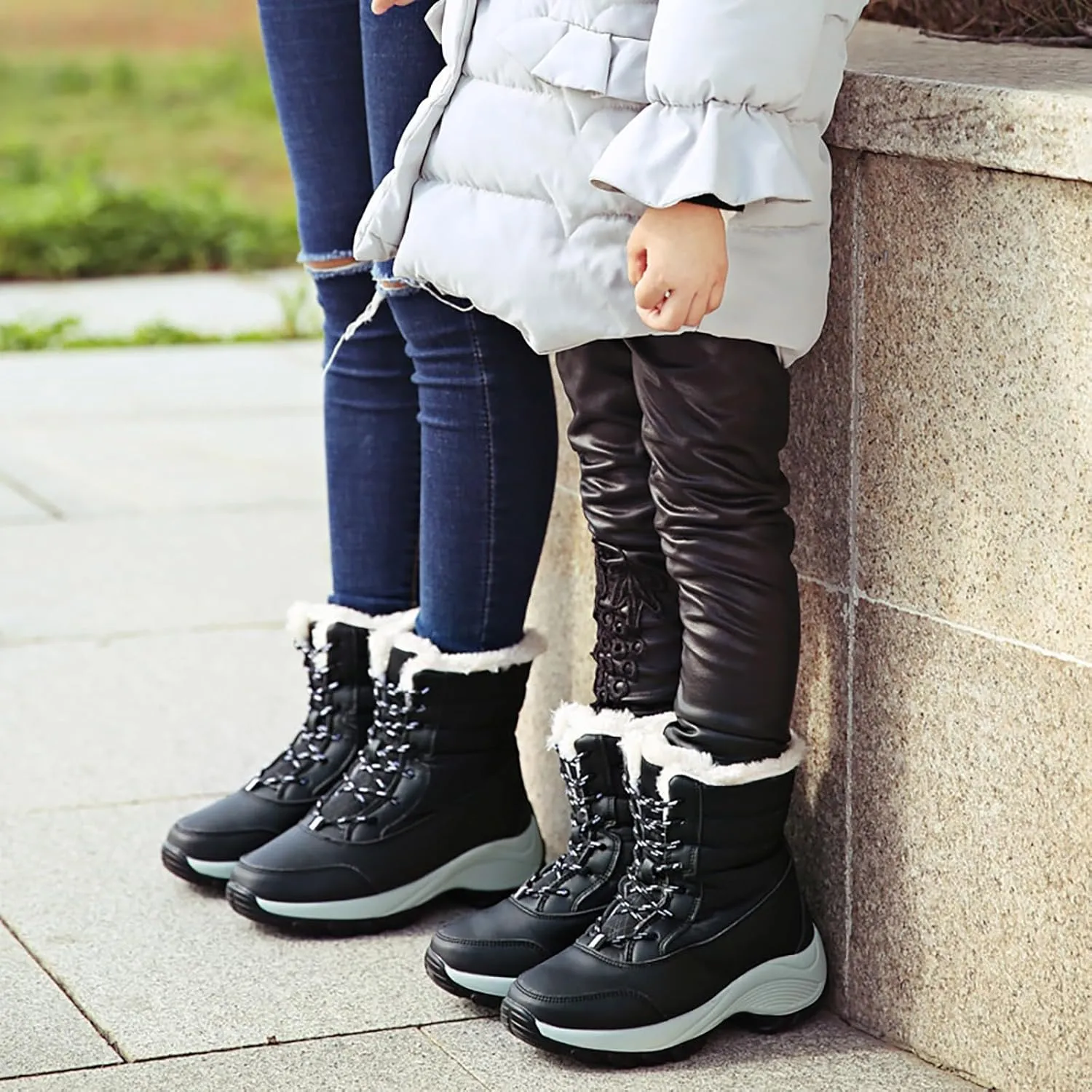 Womens Winter Snow Boots Waterproof Shoes Walking Comfortable Hiking Tennis Booties Furry Mid Calf Warm Lightweight