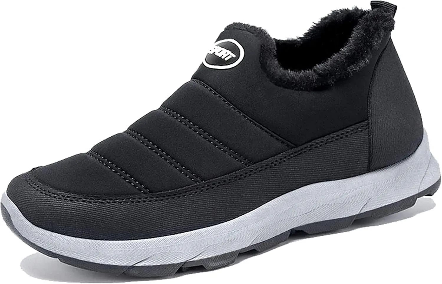 Yiozoi Men's Short Snow Boots Warm Plush Low Top Flat Shoes Soft Soles Windproof Men's Casual Walking Boots Non Slip